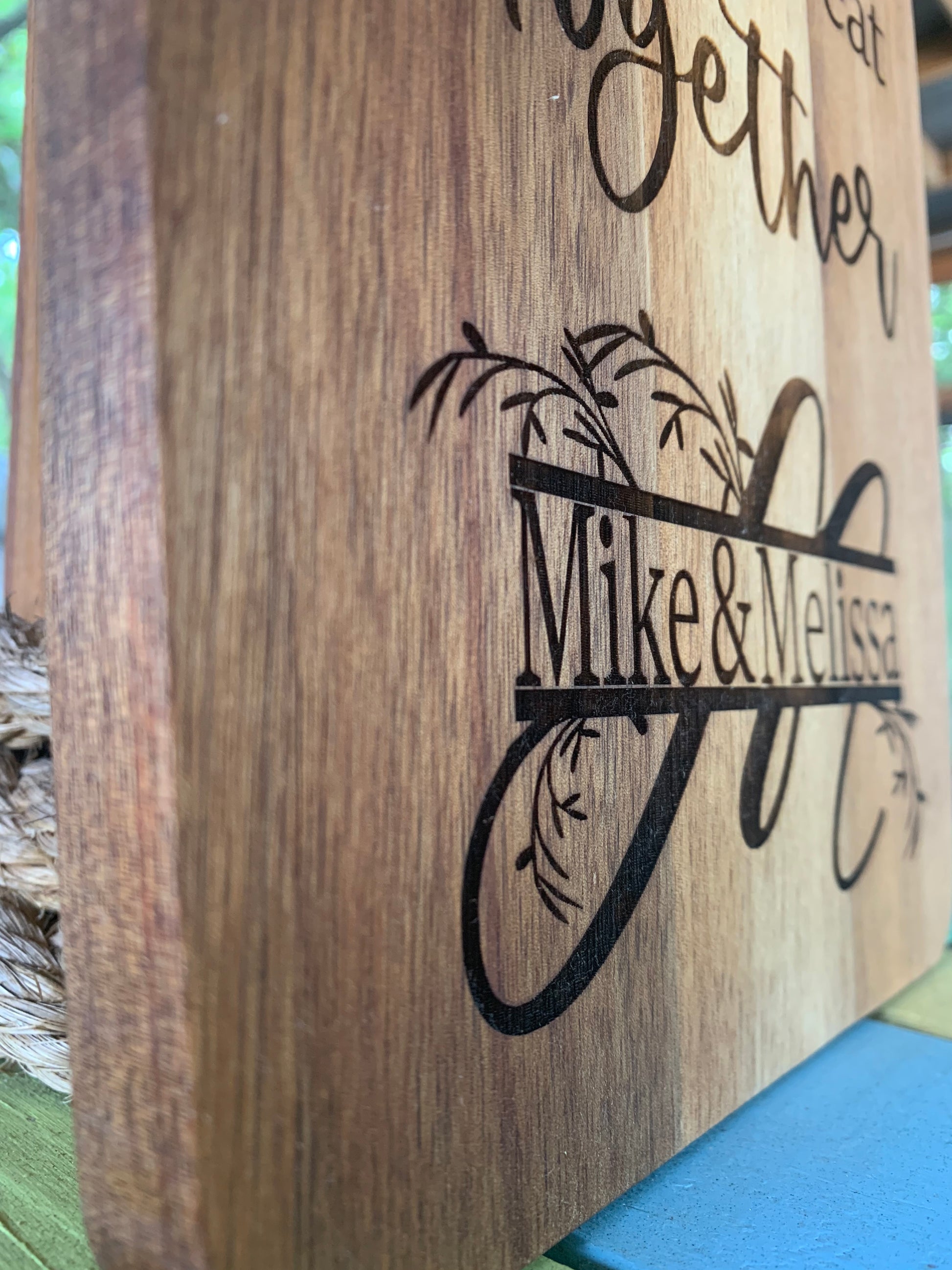 A Beautiful Personalized Laser Engraved Cutting Board with your choice of  wood type and size. Each board is designed and hand-crafted in house from  start to finish by carefully selecting each piece
