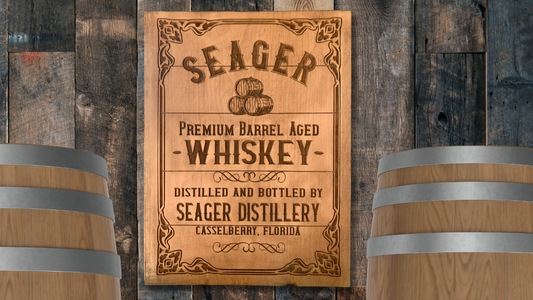 Personalized Whiskey Distillery Laser Engraved Solid Pine Sign