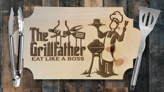 Grillfather Eat Like A Boss Laser Engraved Wood Sign For Godfather Fans